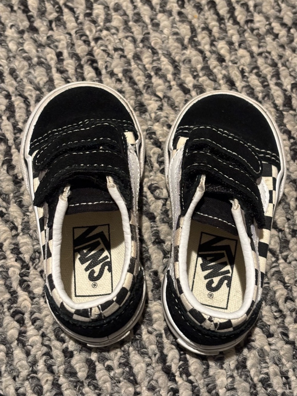 Vans Toddler Size 5 Girl/Boy Black & White Checkerboard Velcro Sneakers - Picture 3 of 10